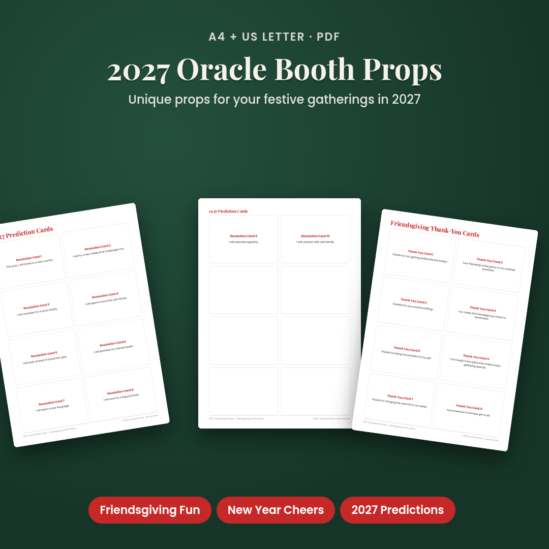 2027 Oracle Booth Props – Friendsgiving &amp; NYE Visions