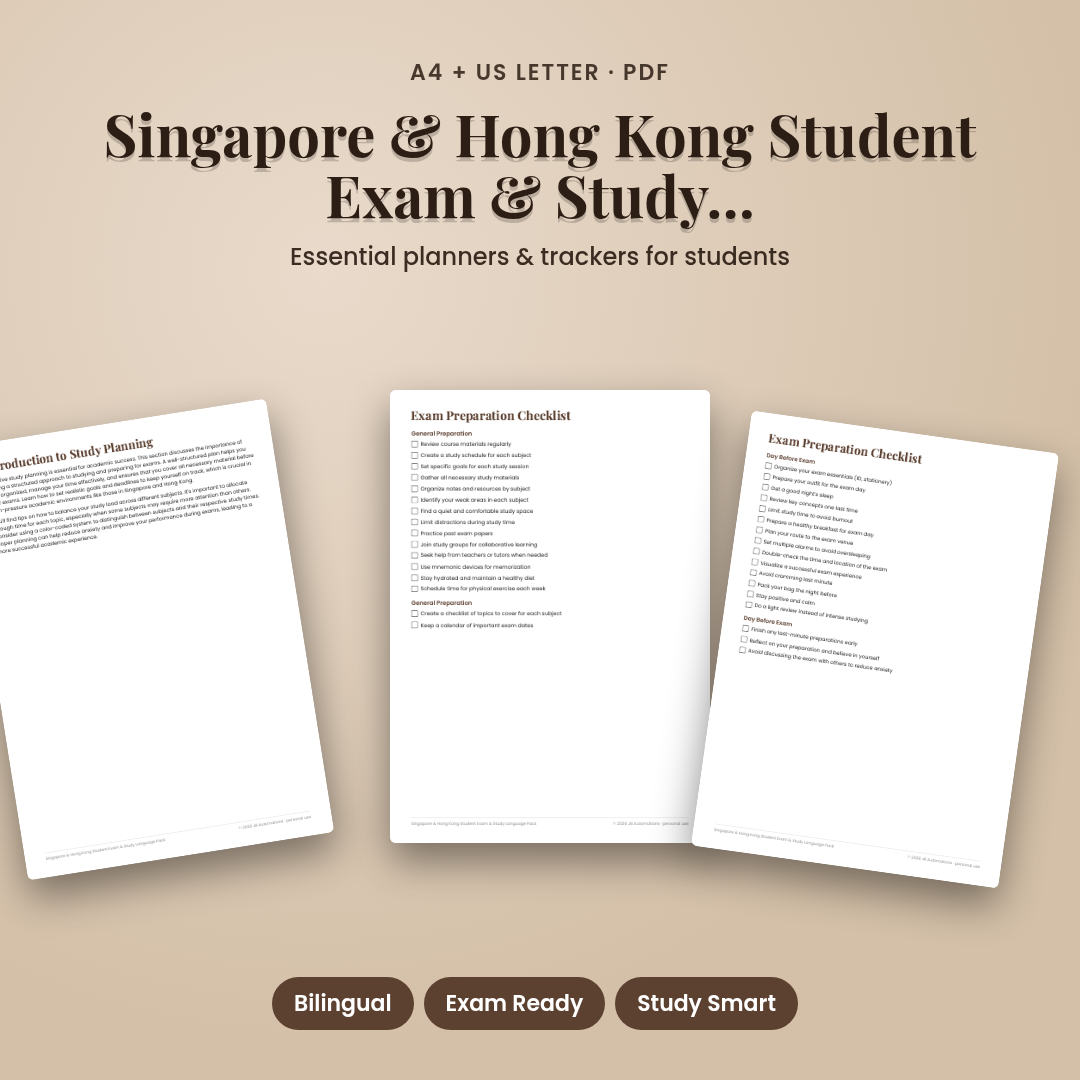 Singapore & Hong Kong Student Exam & Study Language Pack