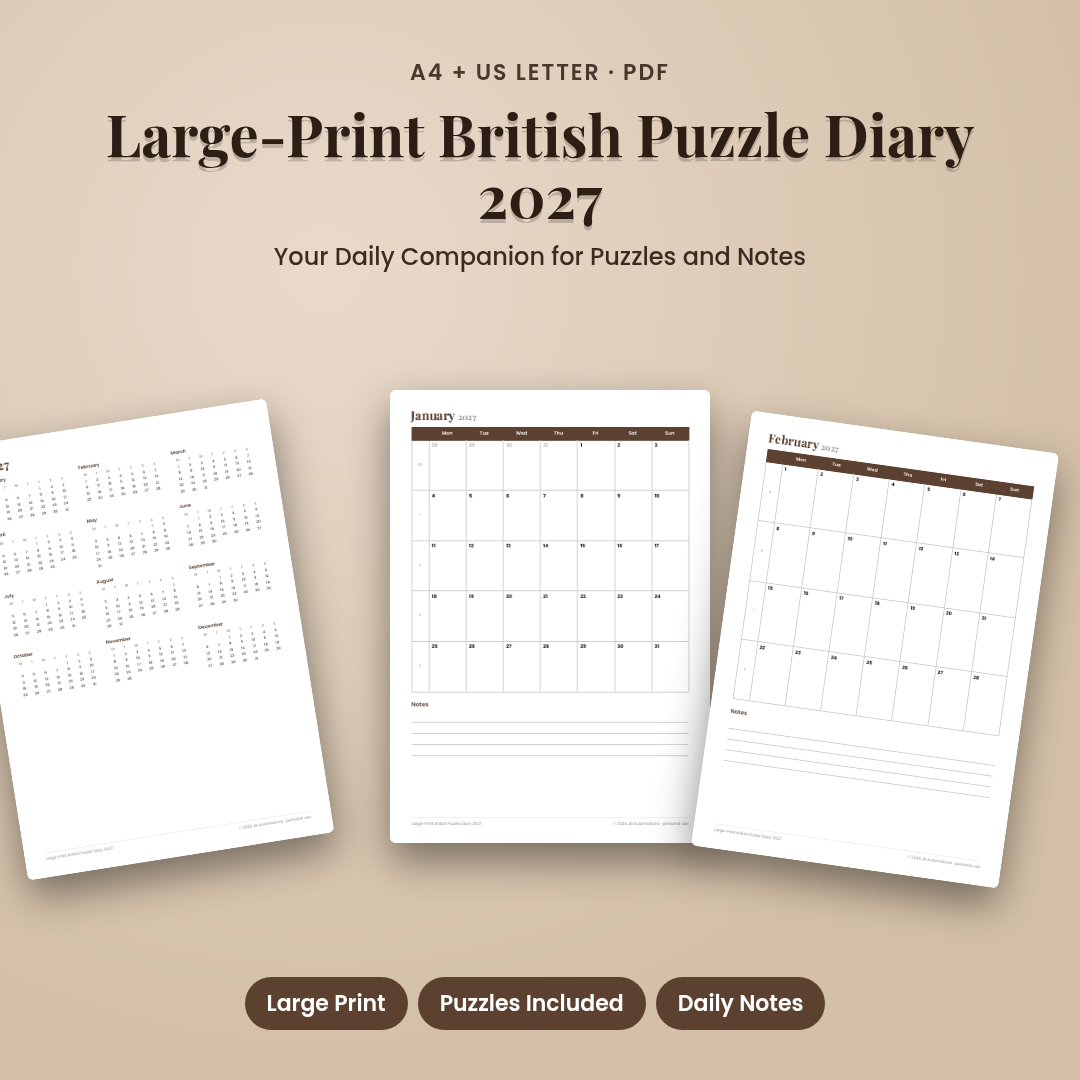 Large-Print British Puzzle Diary 2027