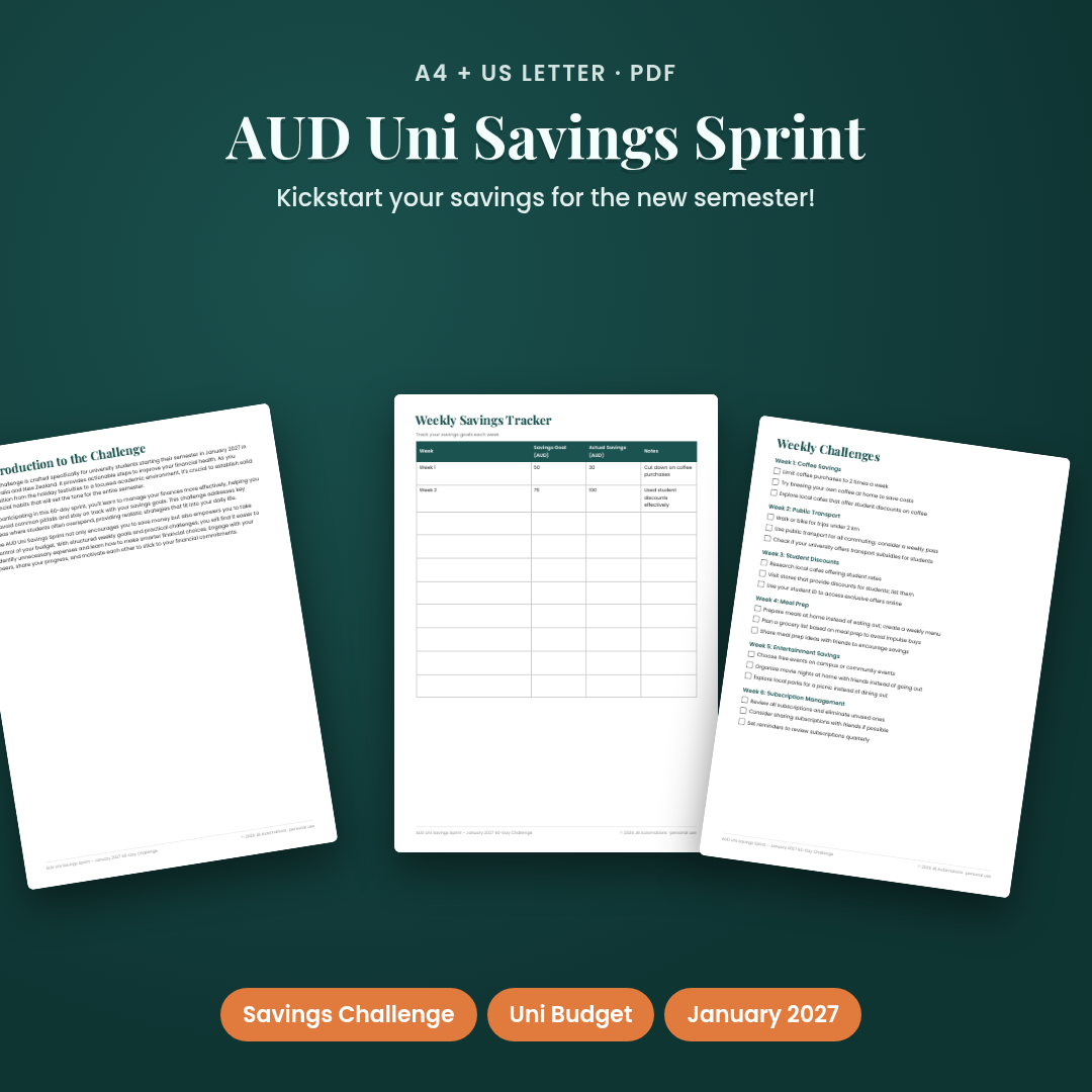 AUD Uni Savings Sprint – January 2027 60-Day Challenge