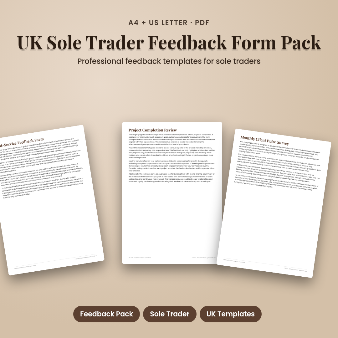 UK Sole Trader Feedback Form Pack
