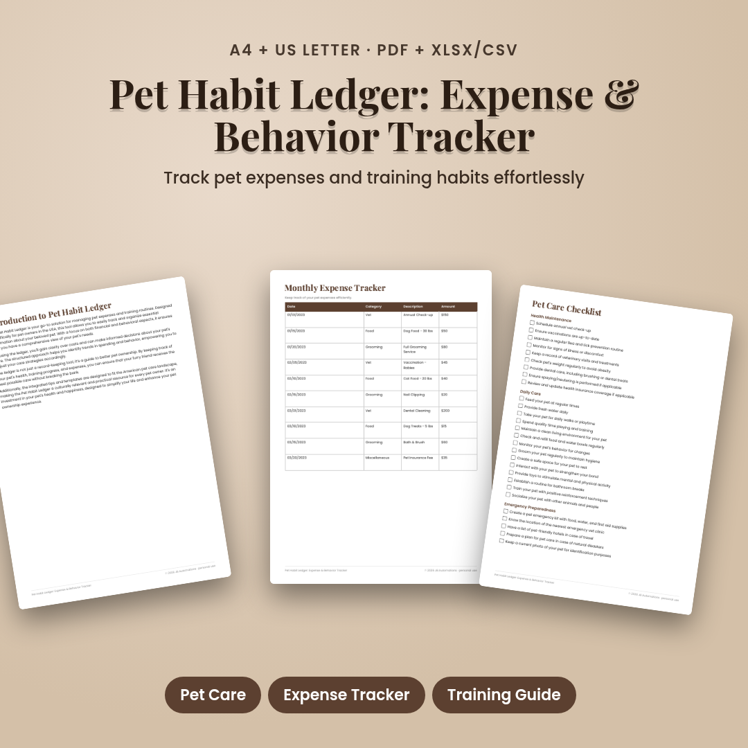 Pet Habit Ledger: Expense &amp; Behavior Tracker