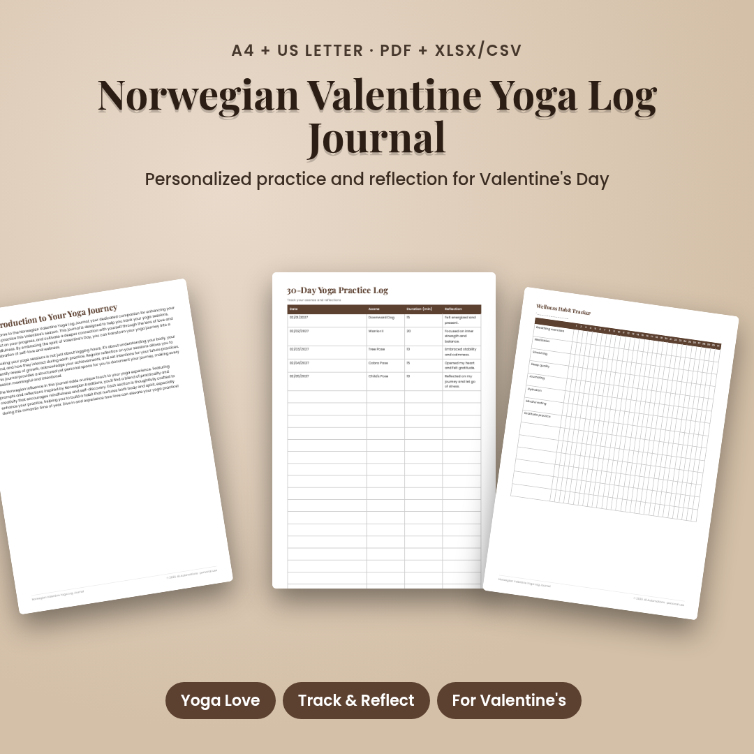Norwegian Valentine Yoga Log Journal