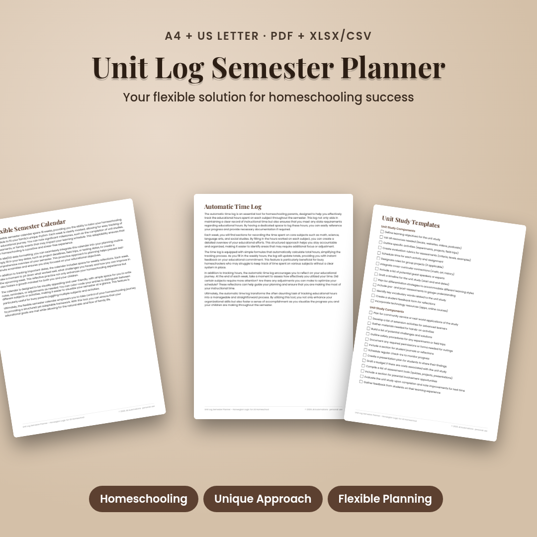 Unit Log Semester Planner – Norwegian Logic for US Homeschool
