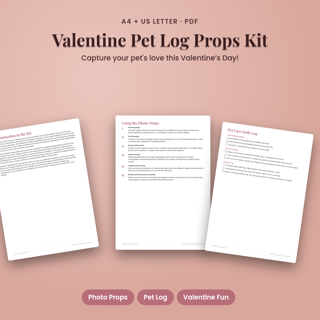 Valentine Pet Log Props Kit