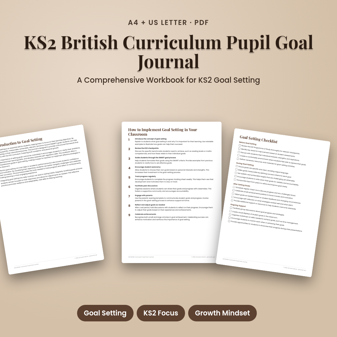 KS2 British Curriculum Pupil Goal Journal