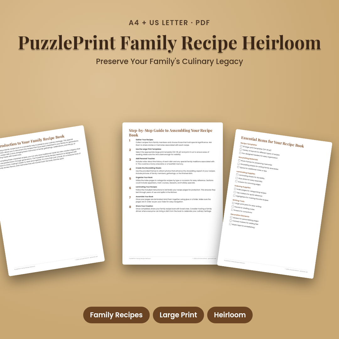 PuzzlePrint Family Recipe Heirloom