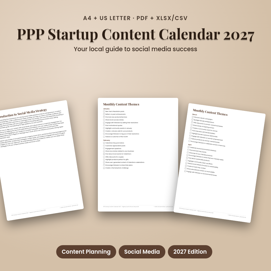 PPP Startup Content Calendar 2027 – Nigeria, South Africa & Kenya Edition