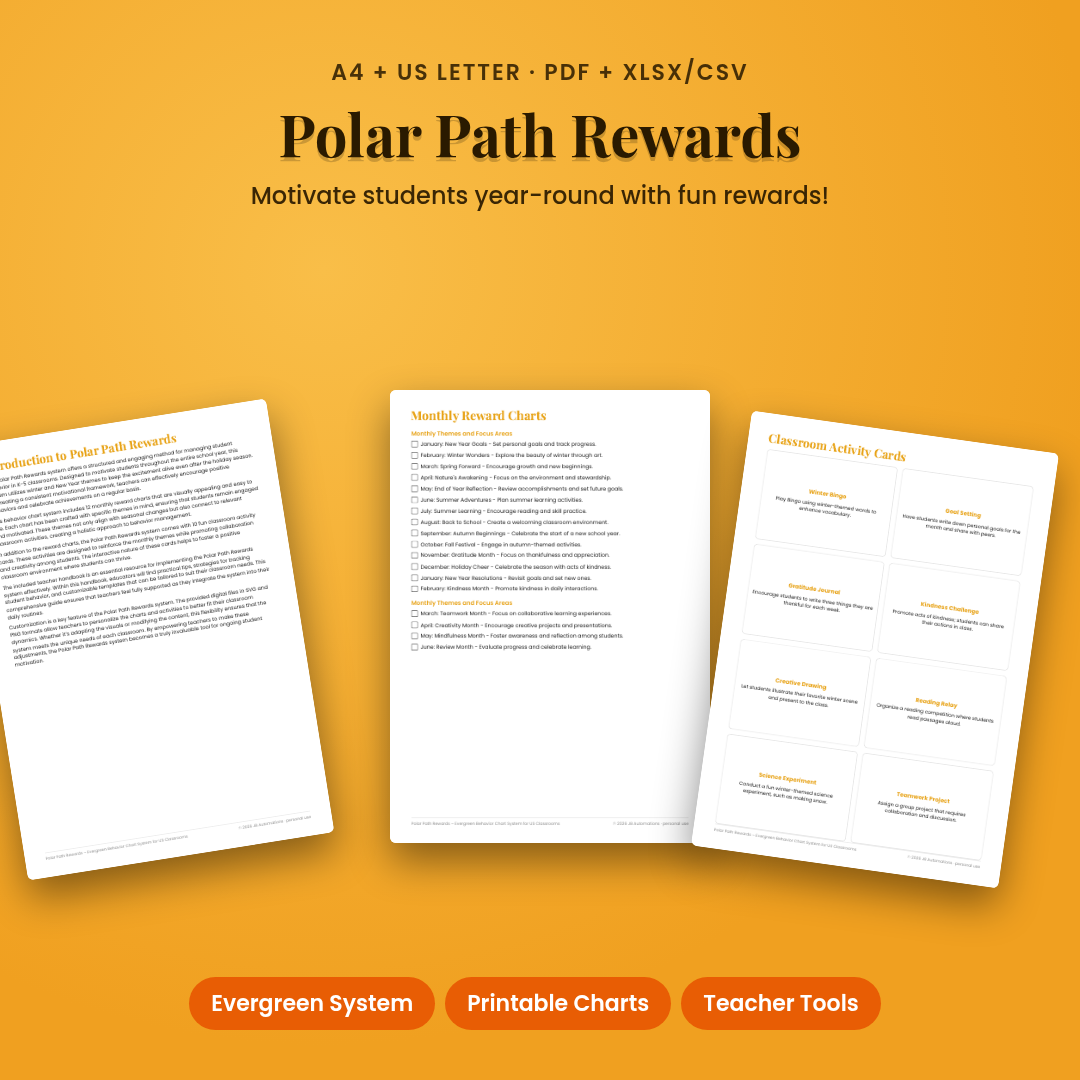 Polar Path Rewards – Evergreen Behavior Chart System for US Classrooms