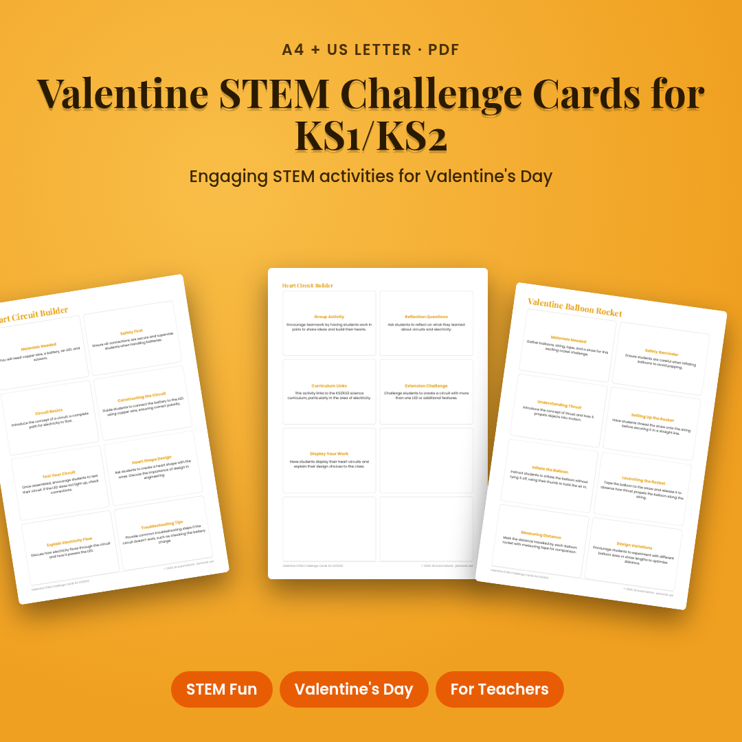 Valentine STEM Challenge Cards for KS1/KS2