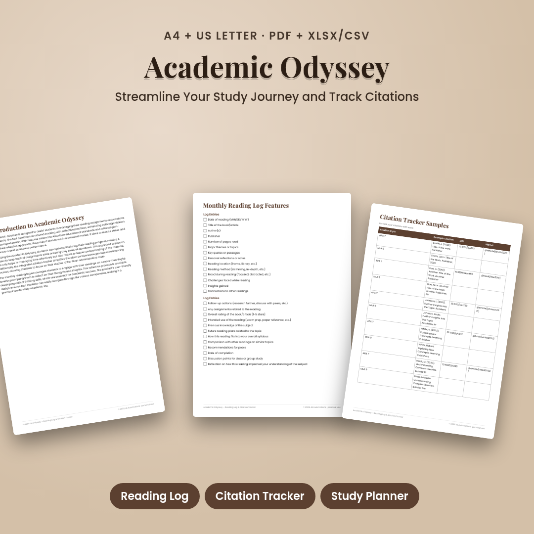 Academic Odyssey – Reading Log & Citation Tracker