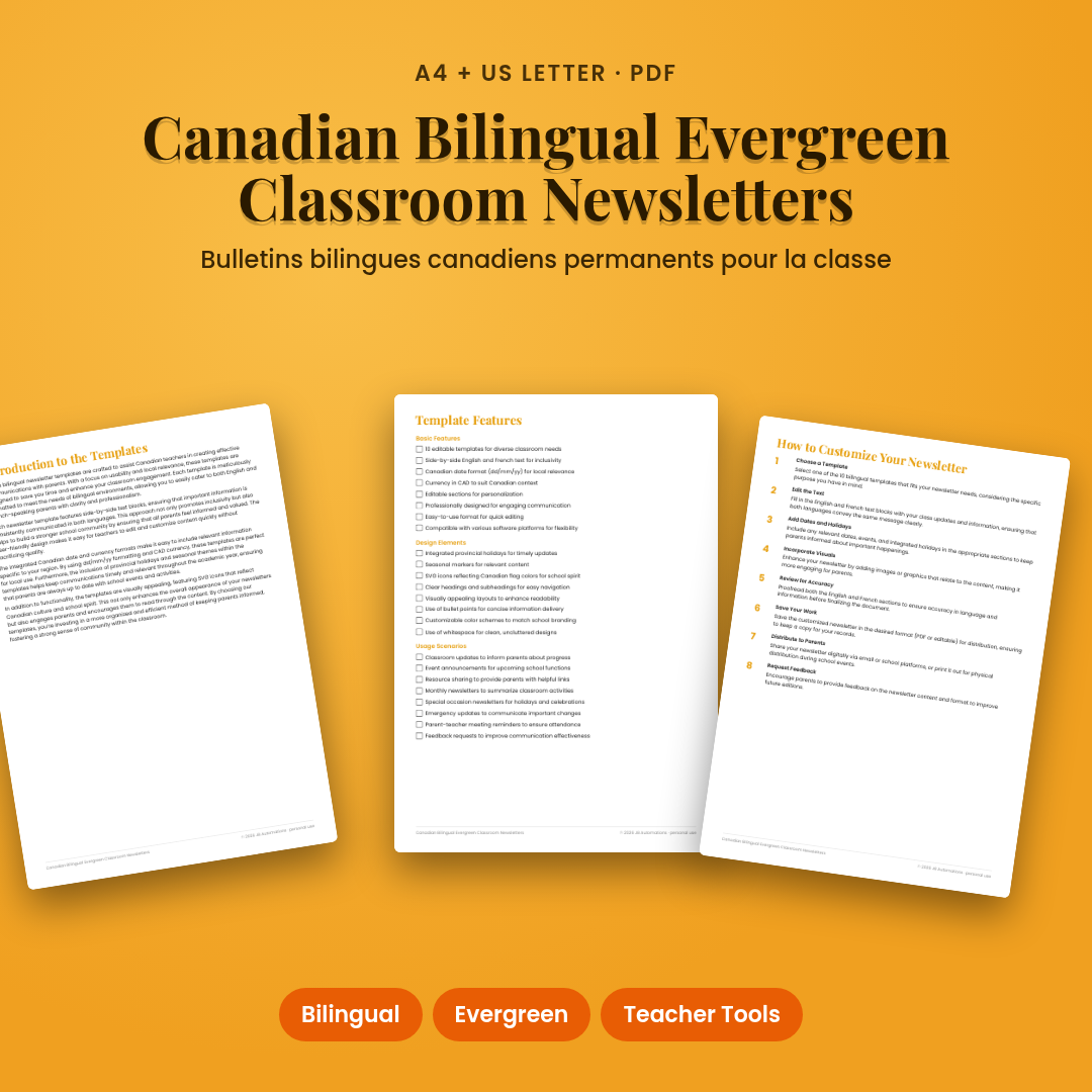 Canadian Bilingual Evergreen Classroom Newsletters