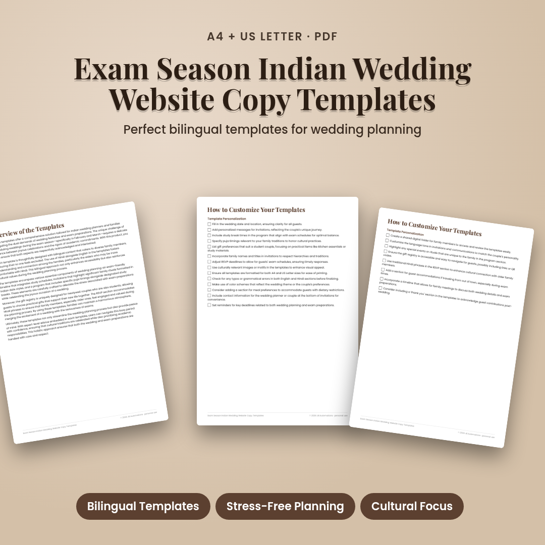 Exam Season Indian Wedding Website Copy Templates