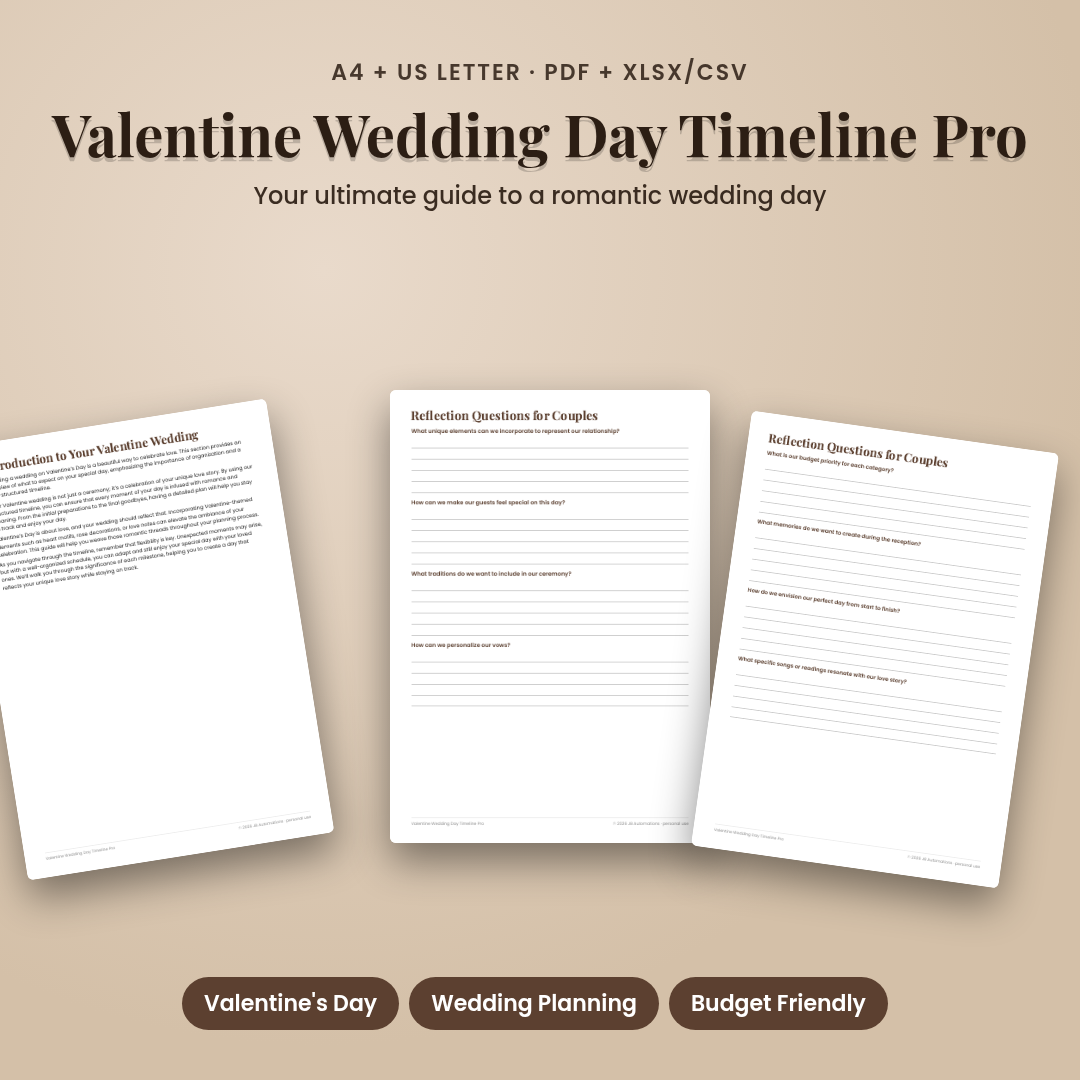 Valentine Wedding Day Timeline Pro