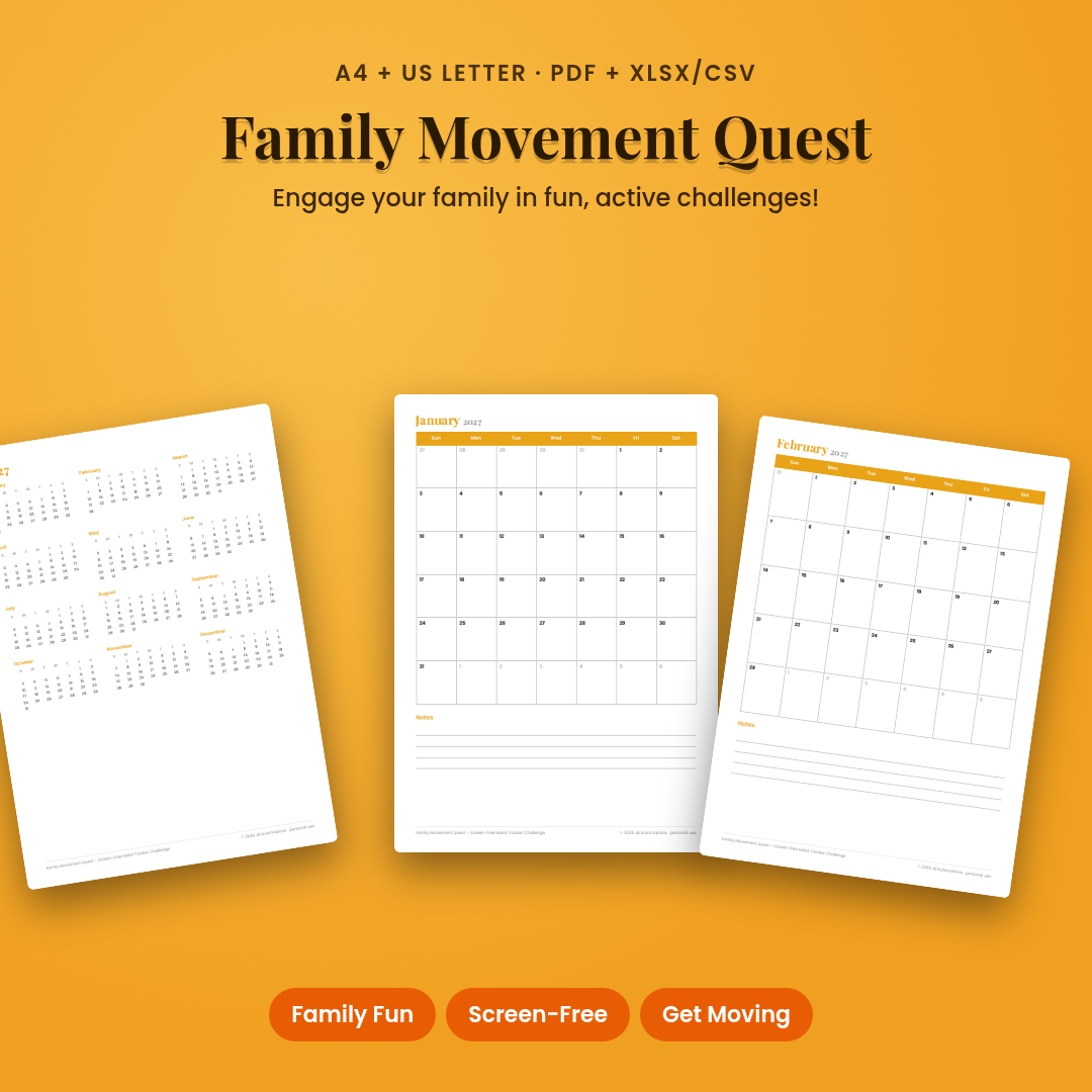 Family Movement Quest – Screen-Free Habit Tracker Challenge