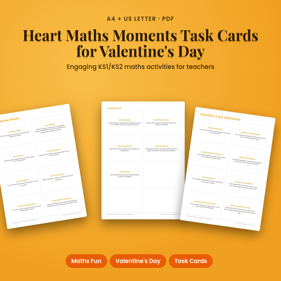 Heart Maths Moments Task Cards for Valentine's Day