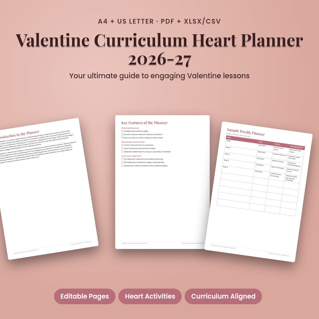 Valentine Curriculum Heart Planner 2026-27