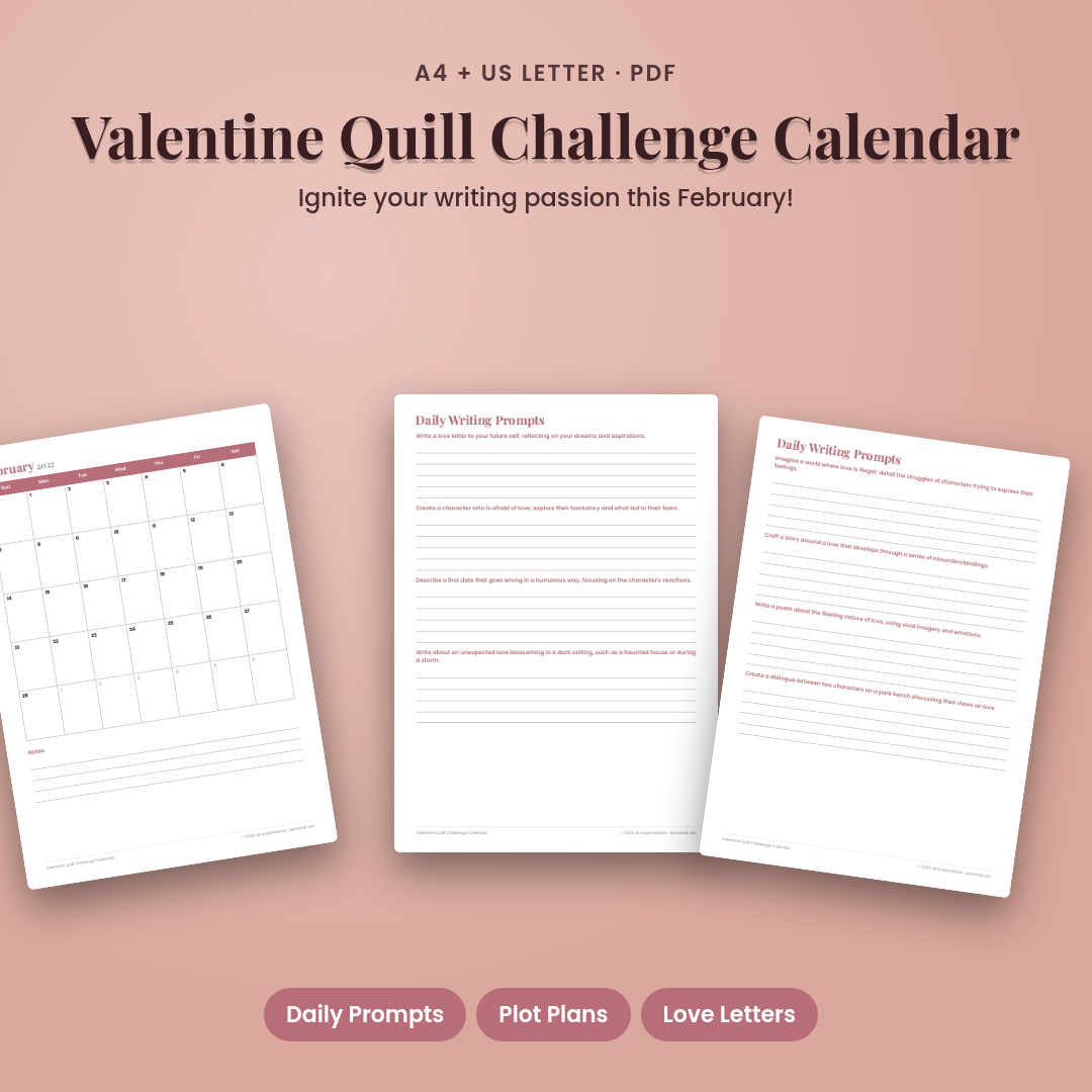 Valentine Quill Challenge Calendar