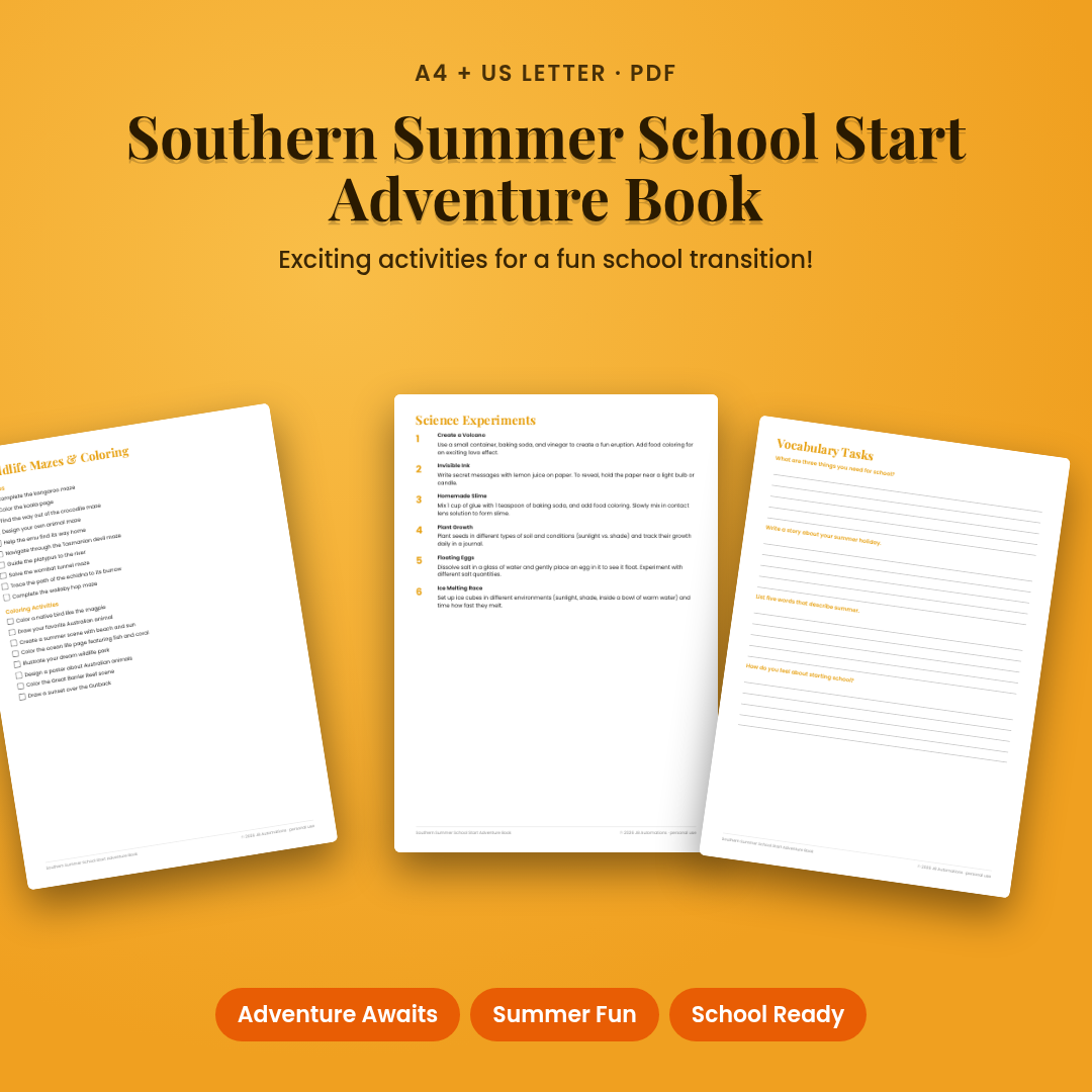 Southern Summer School Start Adventure Book