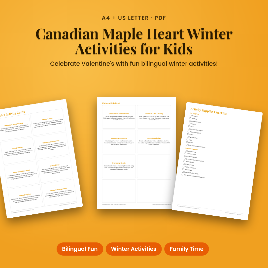Canadian Maple Heart Winter Activities for Kids