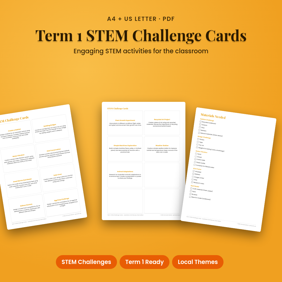 Term 1 STEM Challenge Cards - Australian &amp; NZ February Start Edition