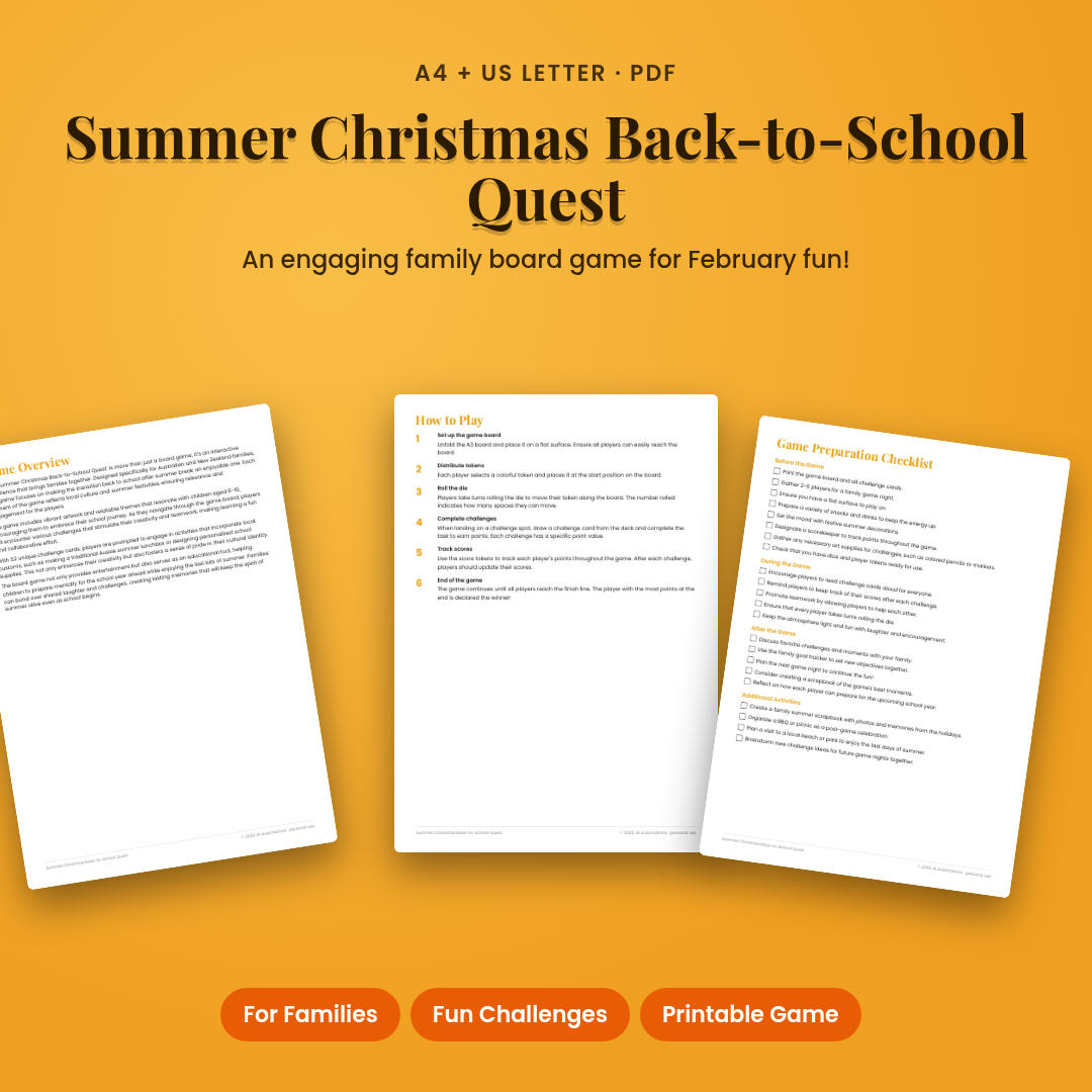 Summer Christmas Back-to-School Quest