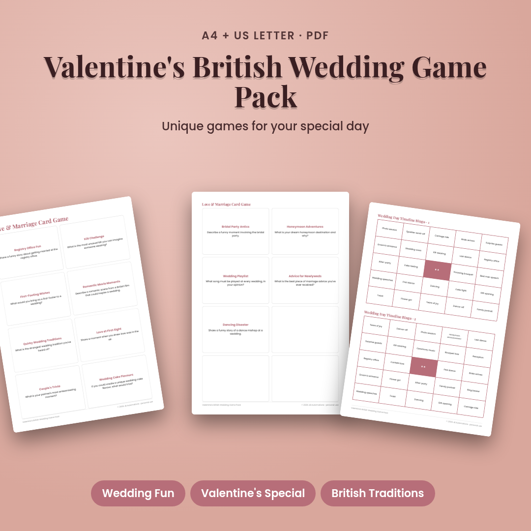 Valentine's British Wedding Game Pack