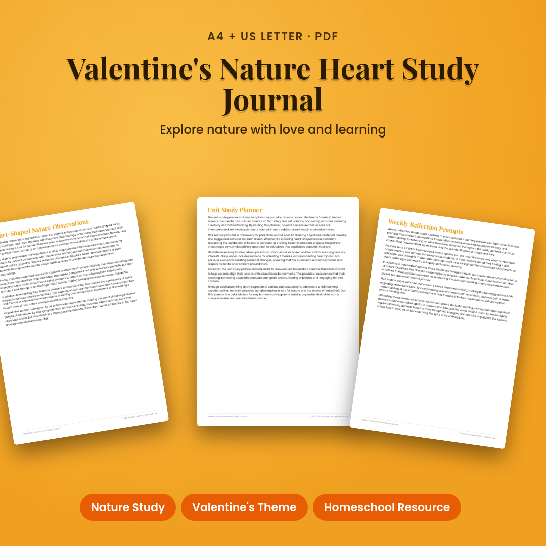 Valentine's Nature Heart Study Journal
