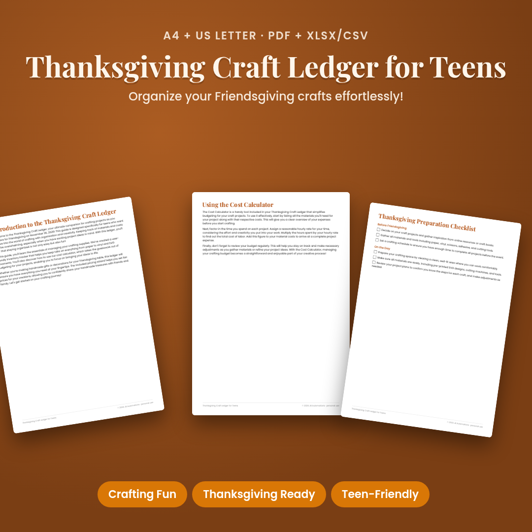 Thanksgiving Craft Ledger for Teens