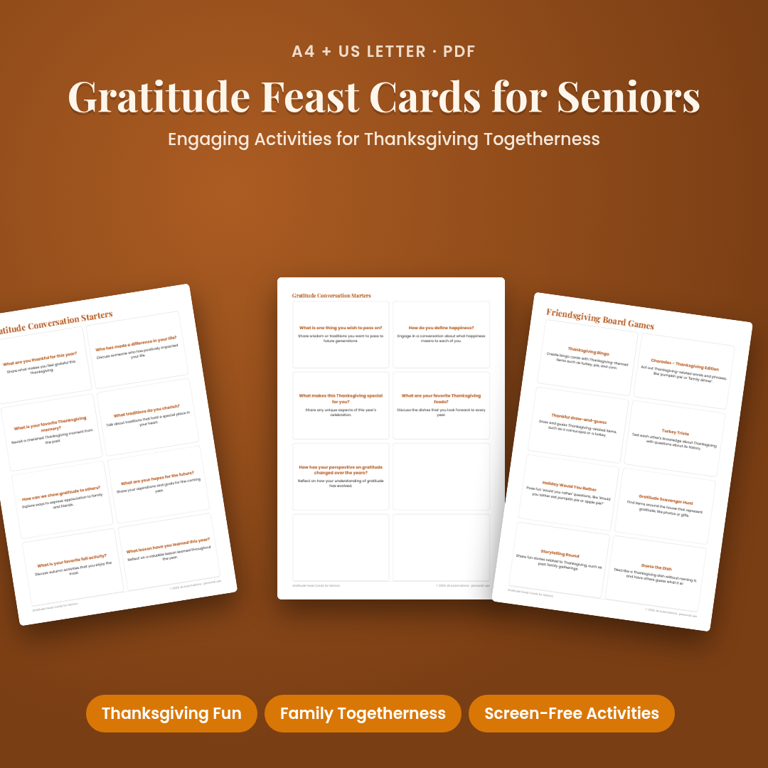 Gratitude Feast Cards for Seniors