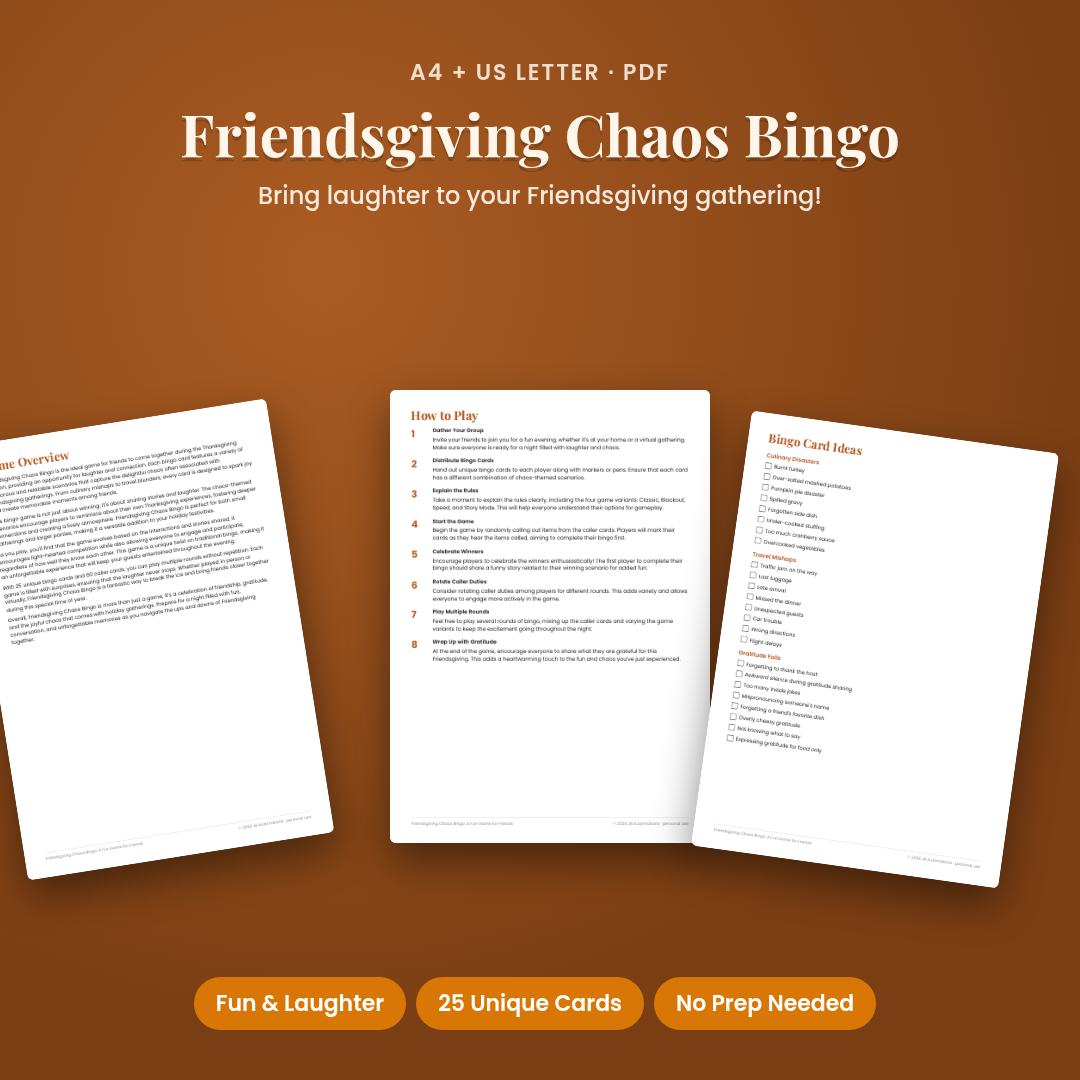 Friendsgiving Chaos Bingo: A Fun Game for Friends