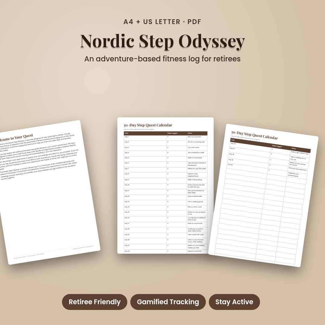 Nordic Step Odyssey – 30-Day Quest Log for Retirees