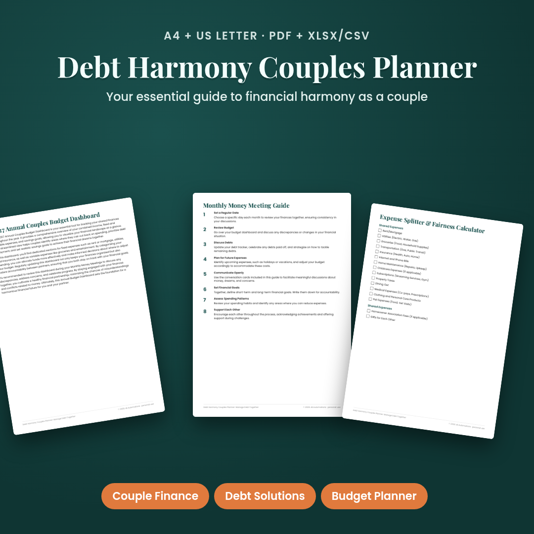 Debt Harmony Couples Planner: Manage Debt Together