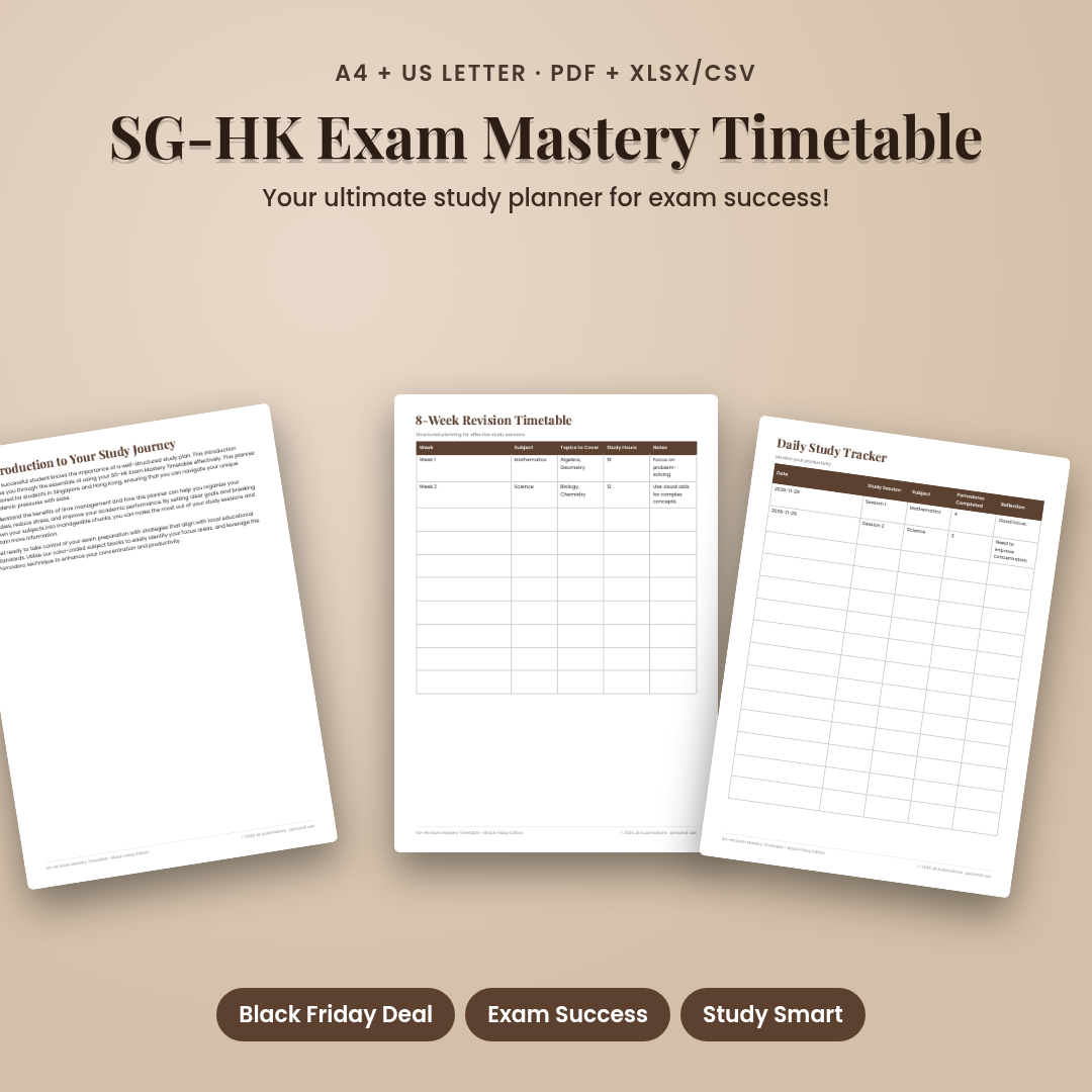 SG-HK Exam Mastery Timetable - Black Friday Edition