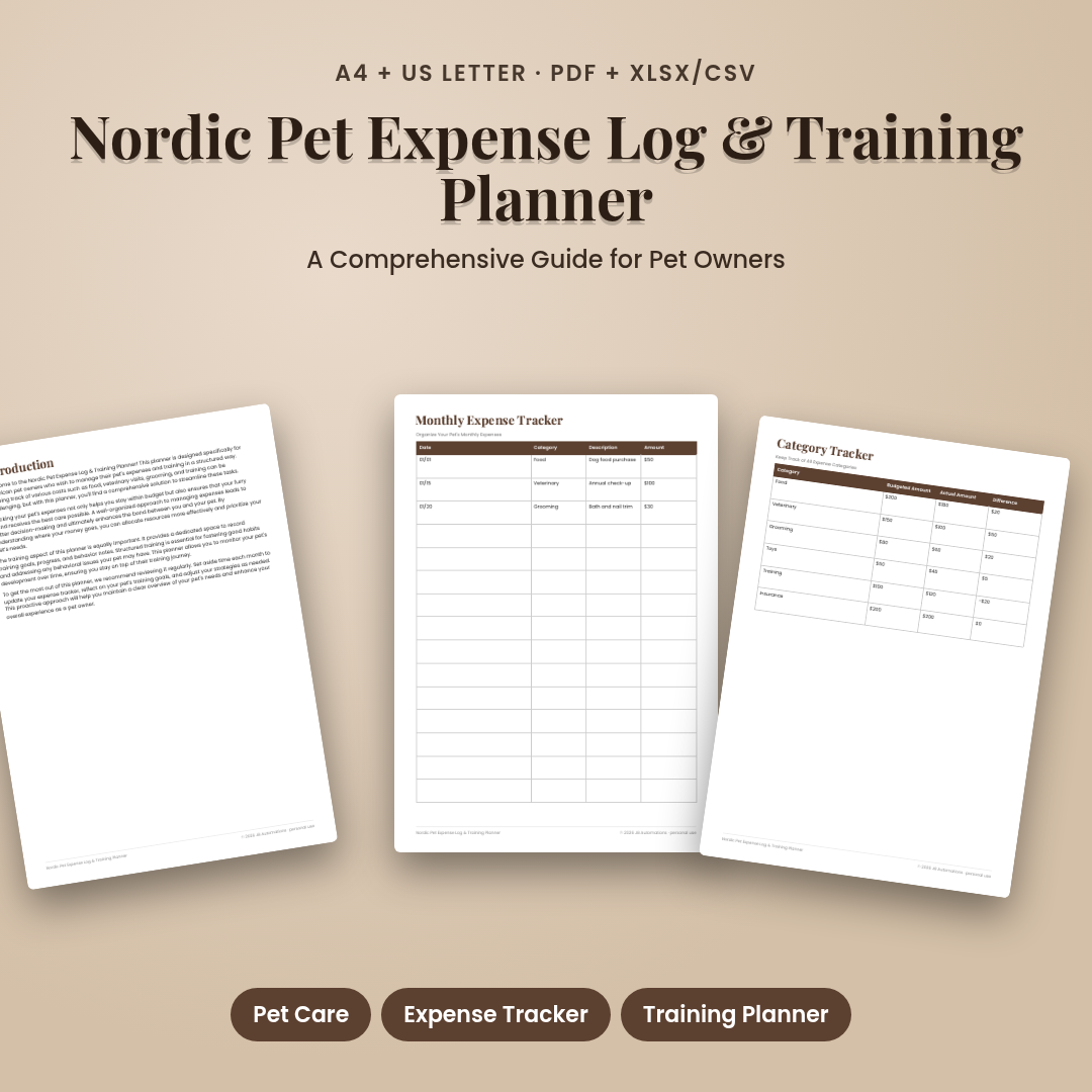 Nordic Pet Expense Log & Training Planner