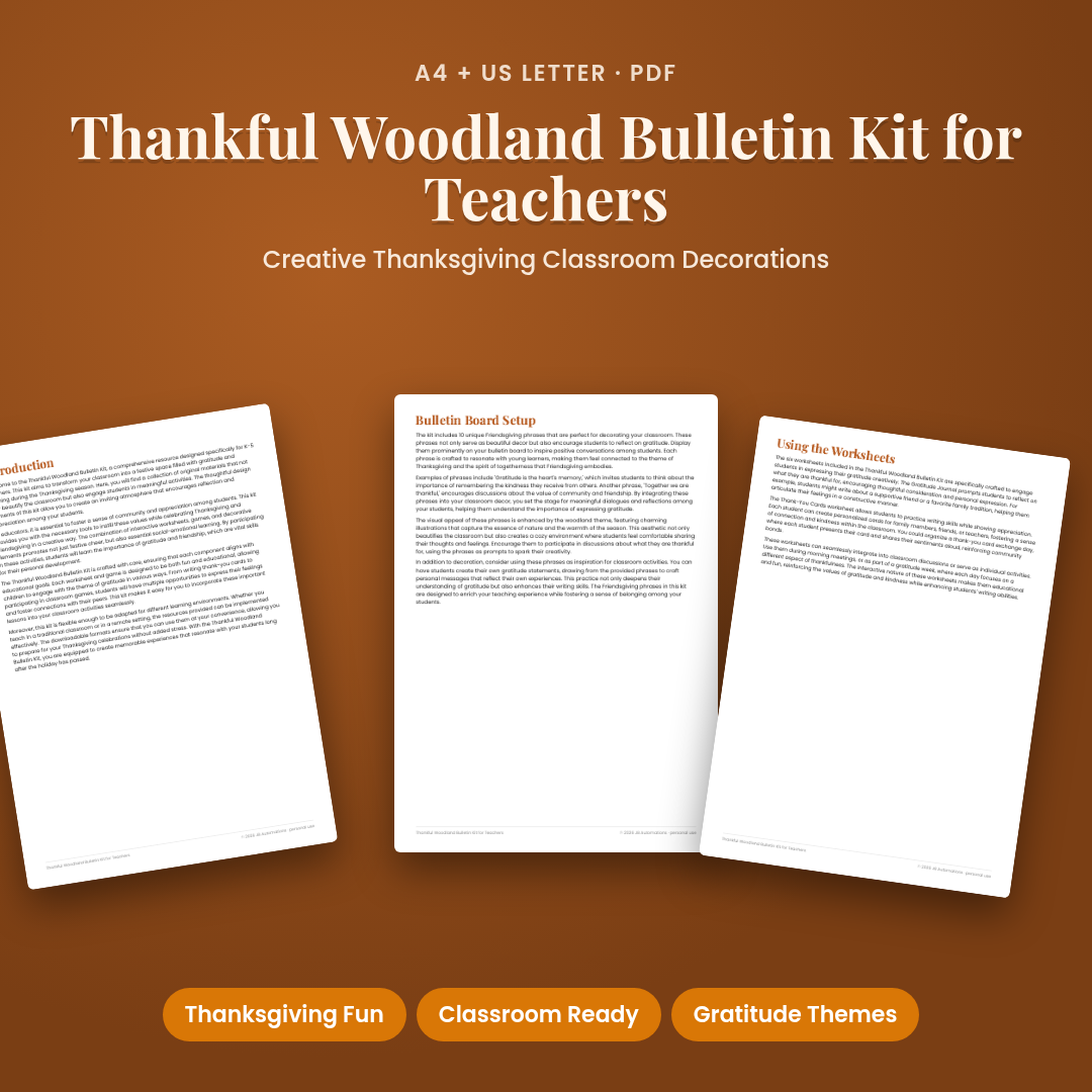 Thankful Woodland Bulletin Kit for Teachers