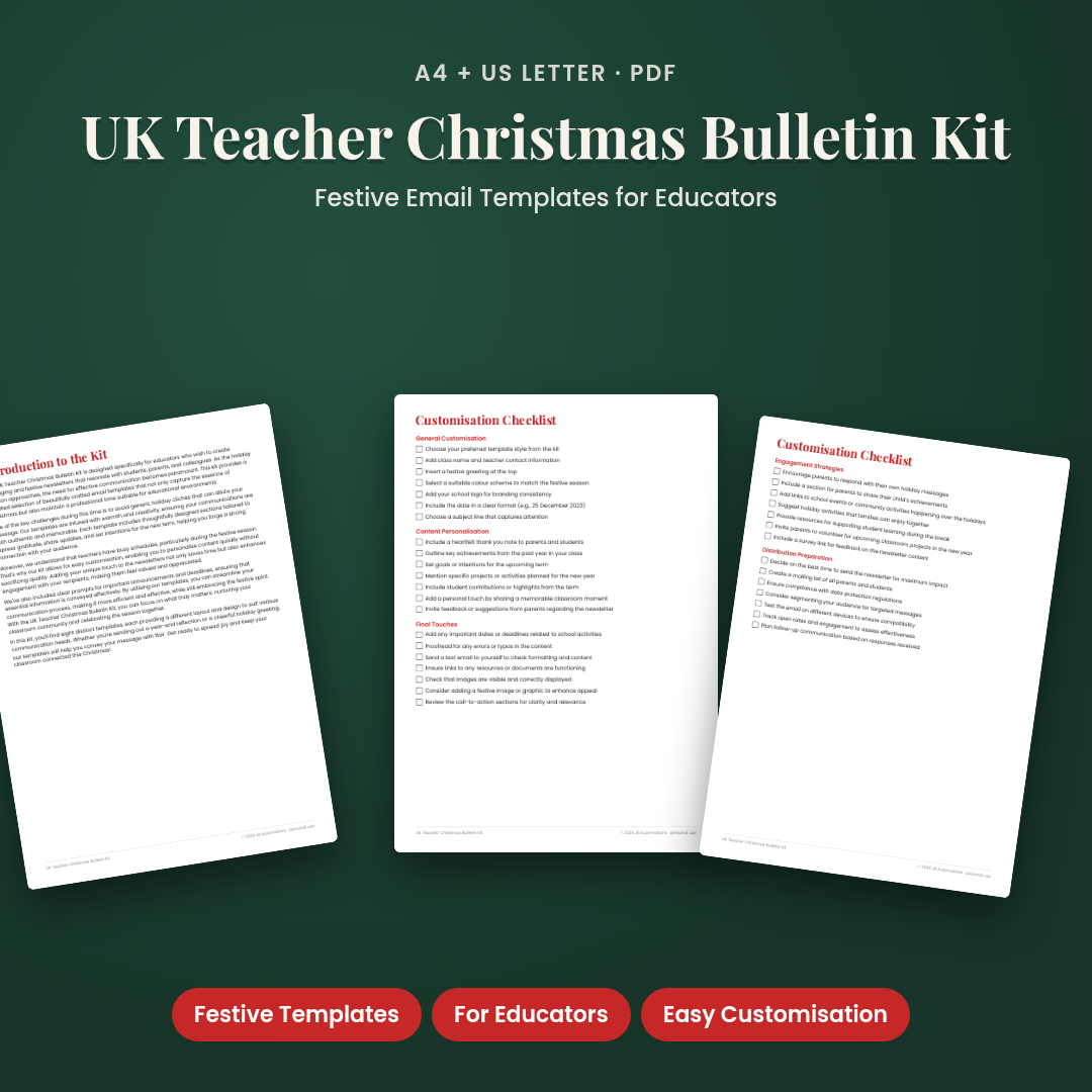 UK Teacher Christmas Bulletin Kit