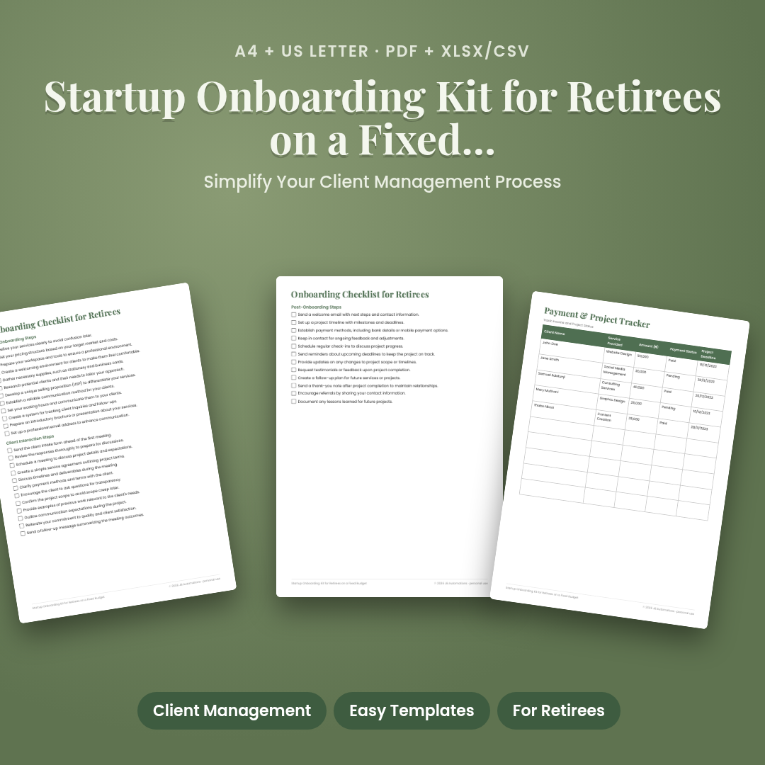 Startup Onboarding Kit for Retirees on a Fixed Budget