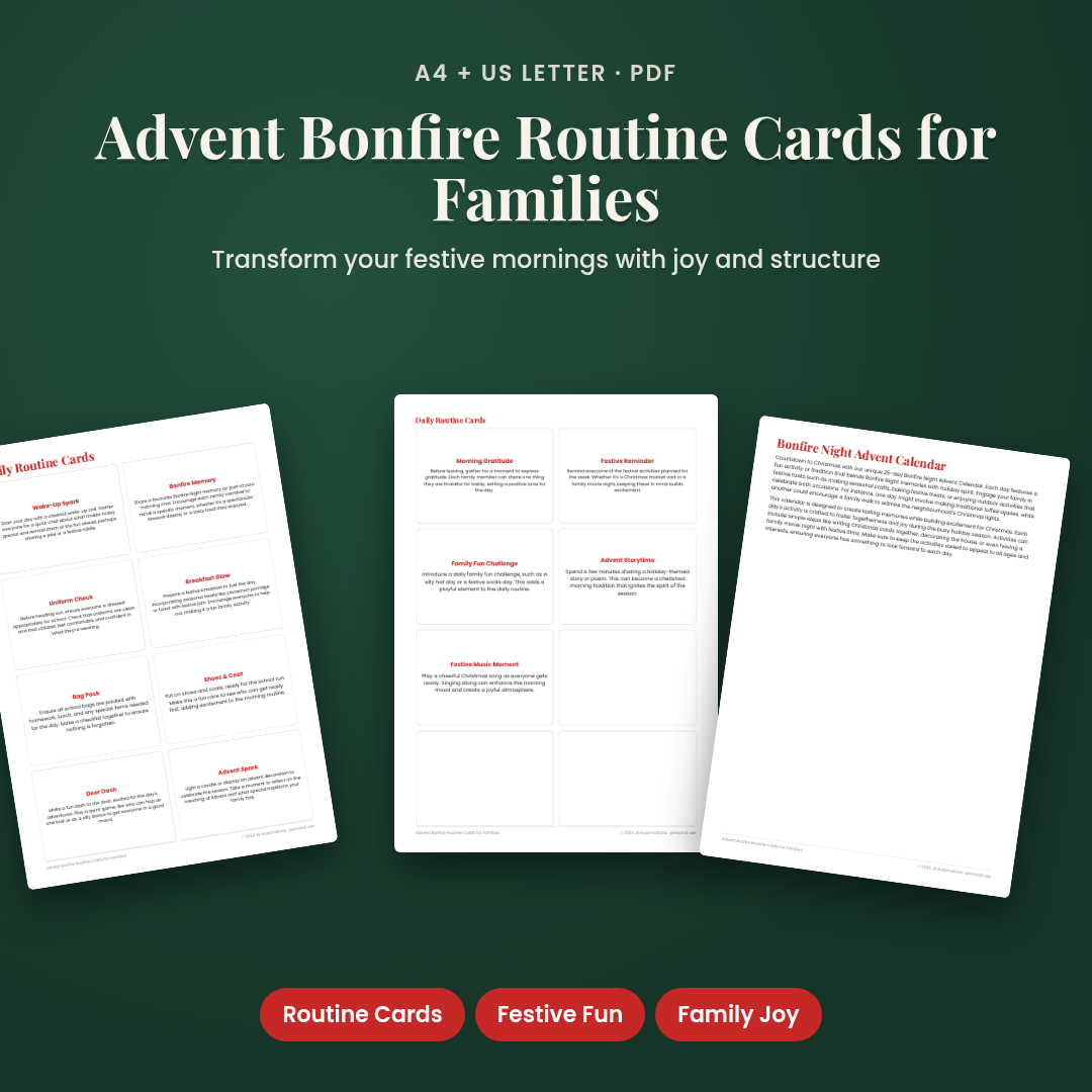 Advent Bonfire Routine Cards for Families