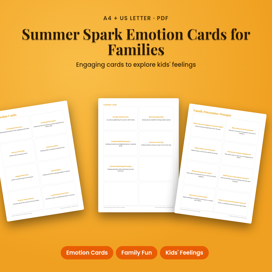 Summer Spark Emotion Cards for Families