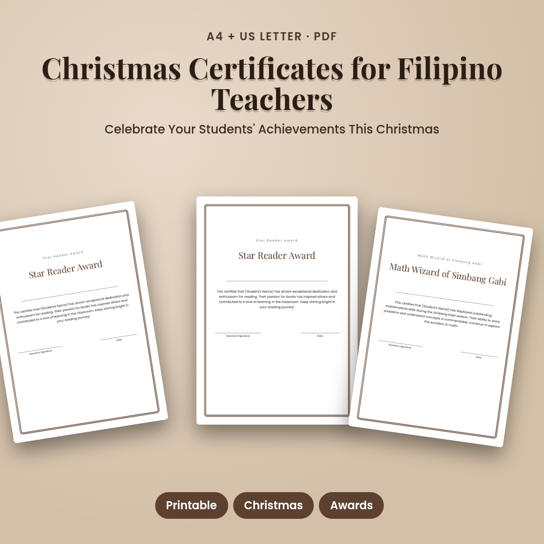 Christmas Certificates for Filipino Teachers