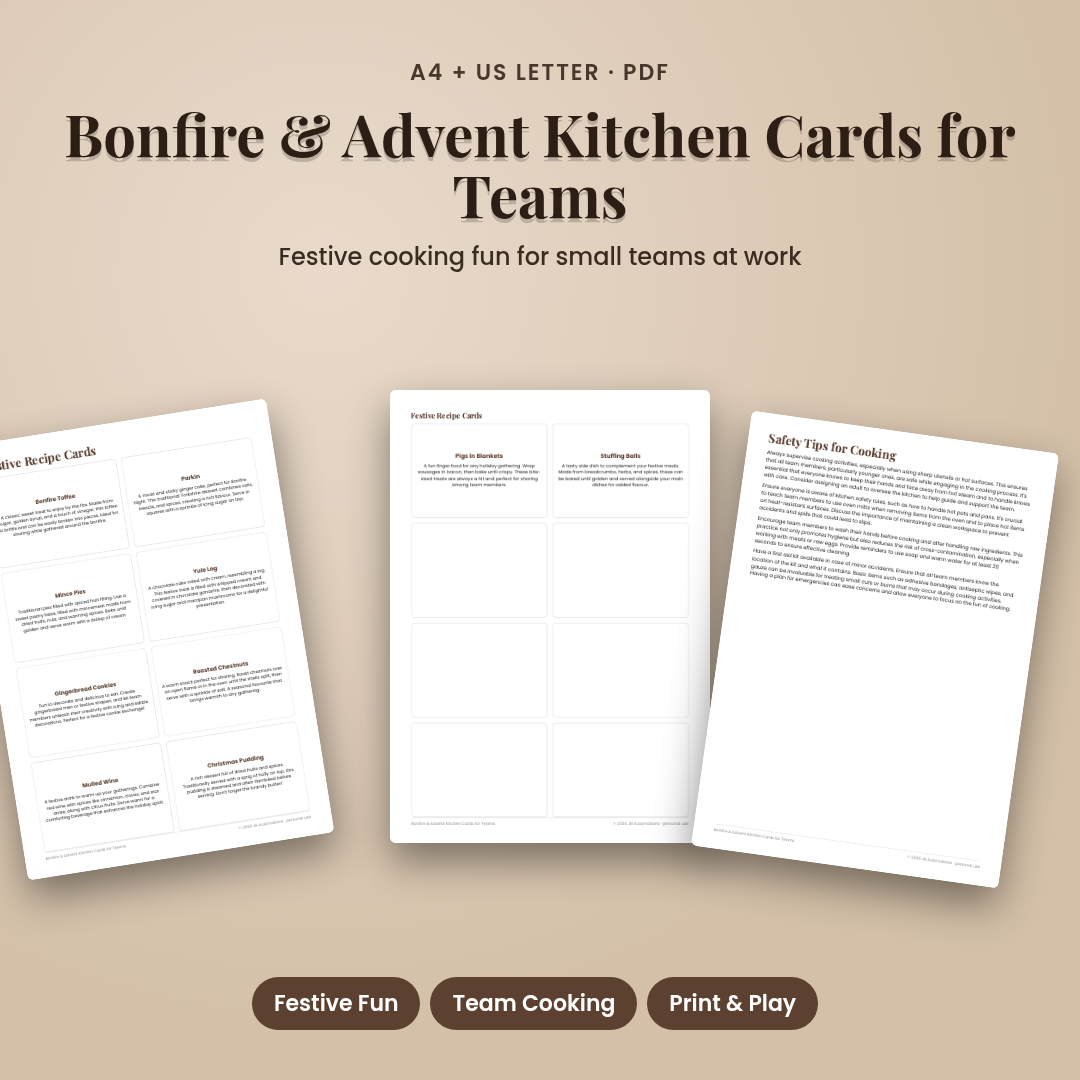 Bonfire & Advent Kitchen Cards for Teams