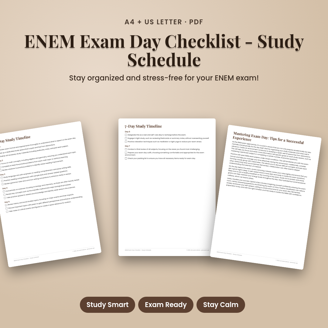 ENEM Exam Day Checklist - Study Schedule