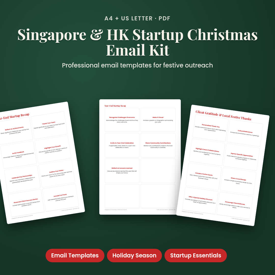 Singapore &amp; HK Startup Christmas Email Kit