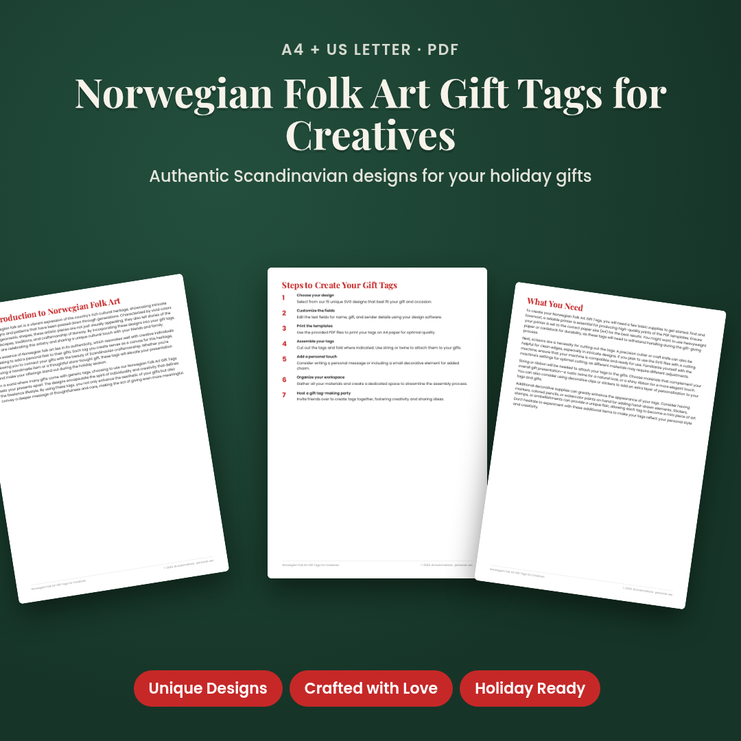 Norwegian Folk Art Gift Tags for Creatives