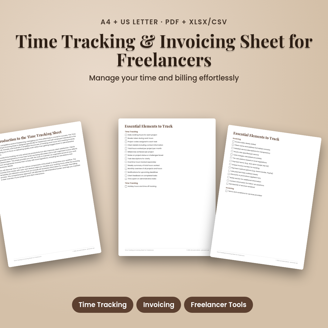 Time Tracking & Invoicing Sheet for Freelancers