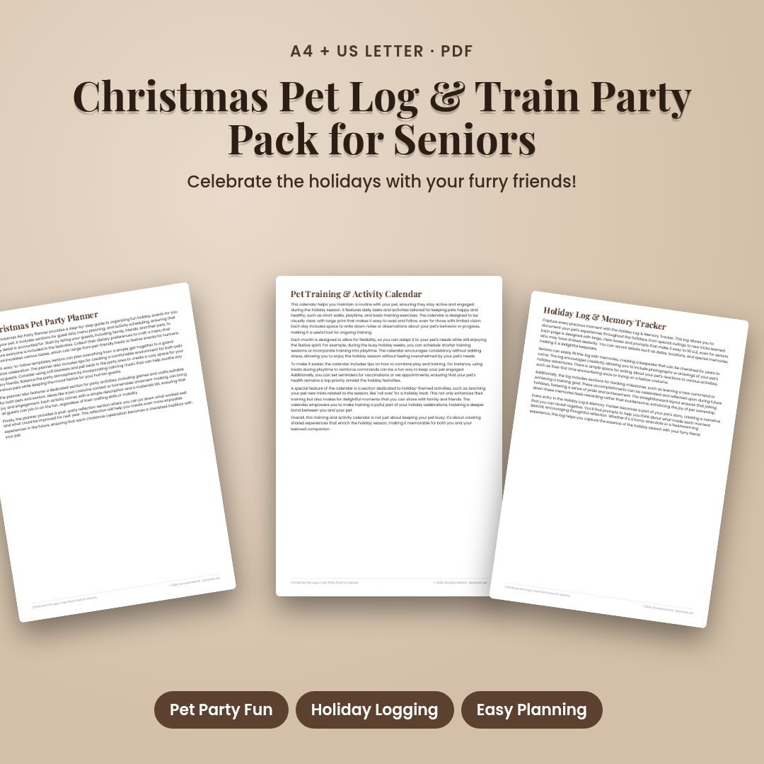 Christmas Pet Log & Train Party Pack for Seniors