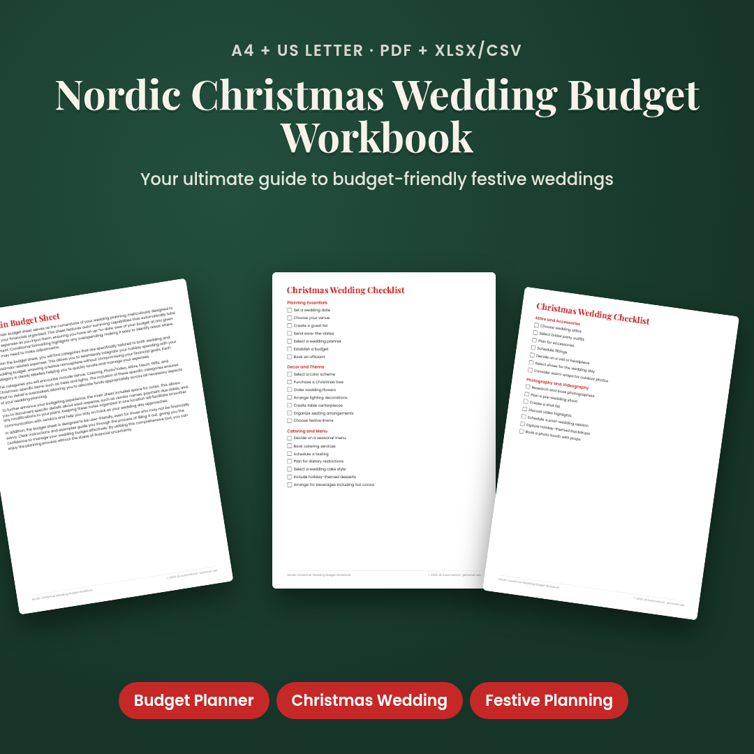Nordic Christmas Wedding Budget Workbook