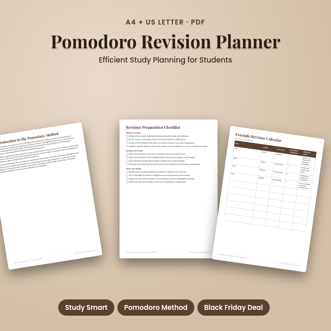 Pomodoro Revision Planner – Black Friday Edition
