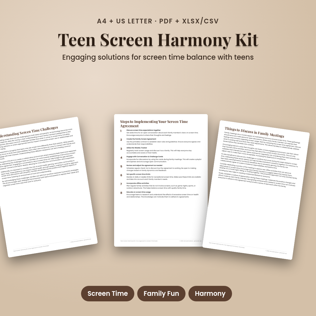 Teen Screen Harmony Kit: A Fun Approach to Screen Time Rules